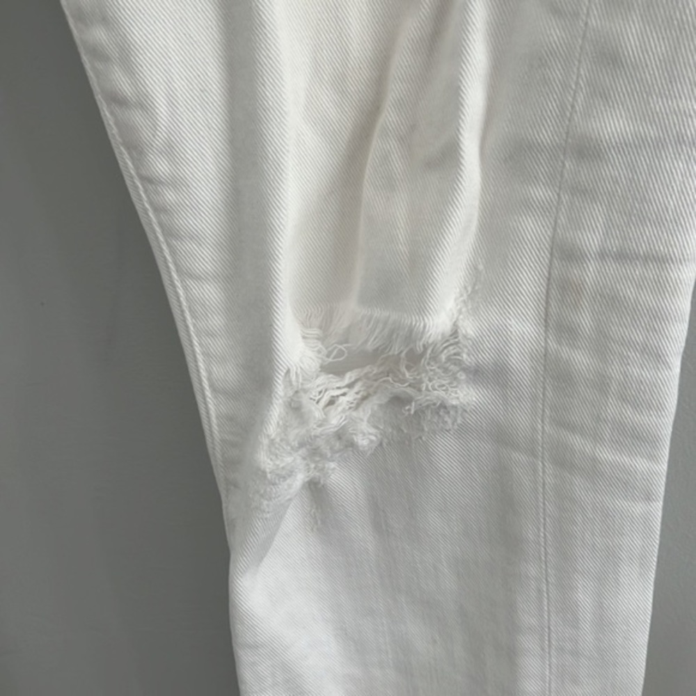 FRAME DENIM Le Garcon rip blanc Mid-Rise Distressed White Boyfriend Jeans - Picture 7 of 12